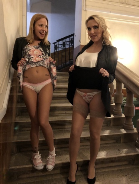 Sweet amateur babes Julia Pink and Poppy Pleasure show their sexy panties